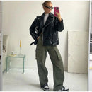 Jaqueta de couro preta feminina